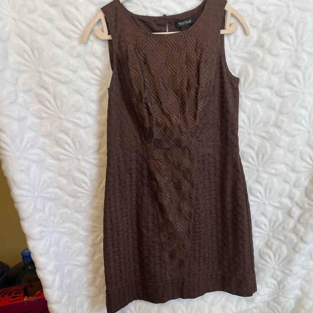 WHBM brown 3D print sleeveless dress knee length business casual preowned great